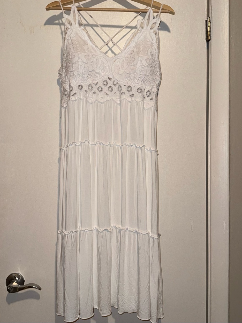 White Lace-Trim Dress - Picture 2 of 5